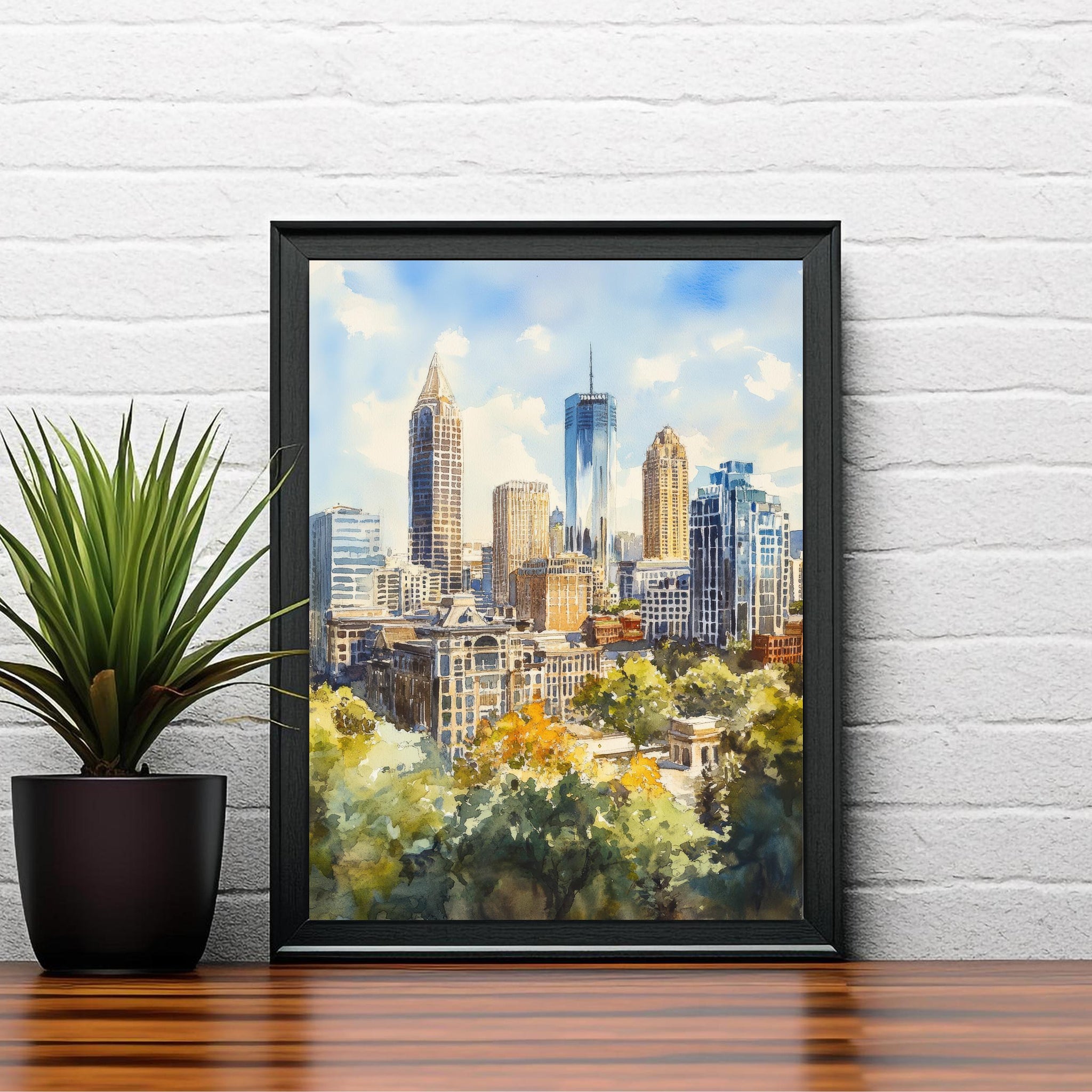 Atlanta USA Watercolor Painting City Art Atlanta Print Scenic Southern City Decor