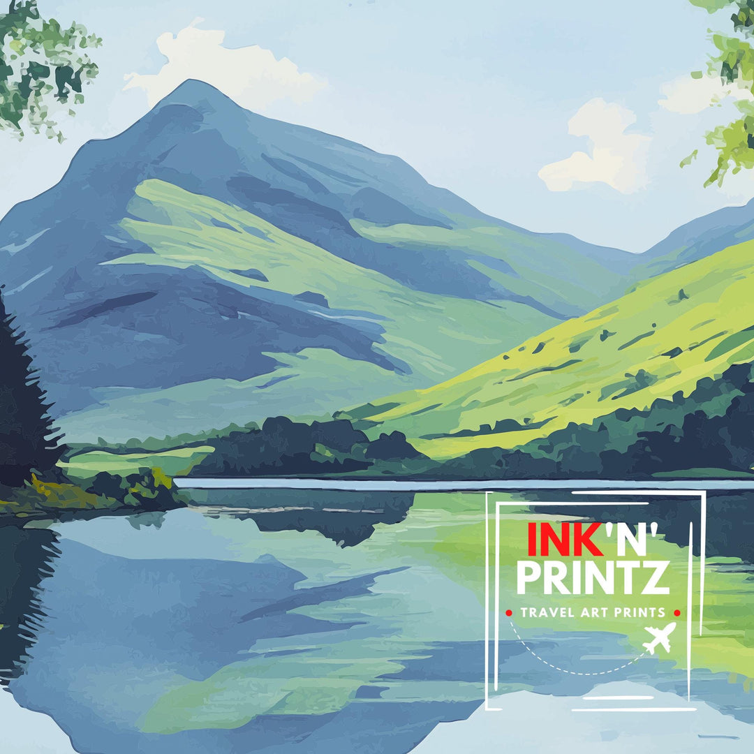 Buttermere Lake District Travel Poster UK Landscape Art Buttermere Print Scenic Mountain Lake Decor