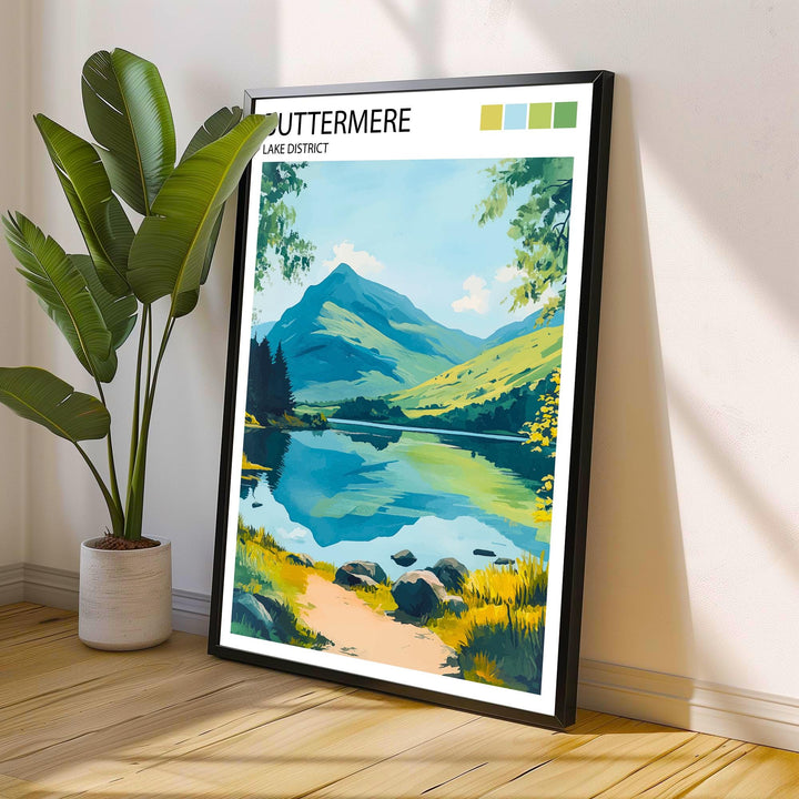 Buttermere Lake District Travel Poster UK Landscape Art Buttermere Print Scenic Mountain Lake Decor