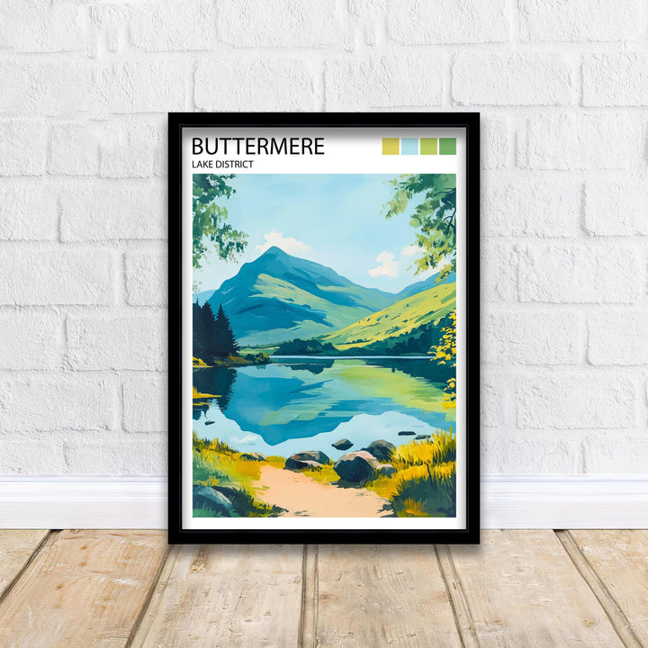 Buttermere Lake District Travel Poster UK Landscape Art Buttermere Print Scenic Mountain Lake Decor