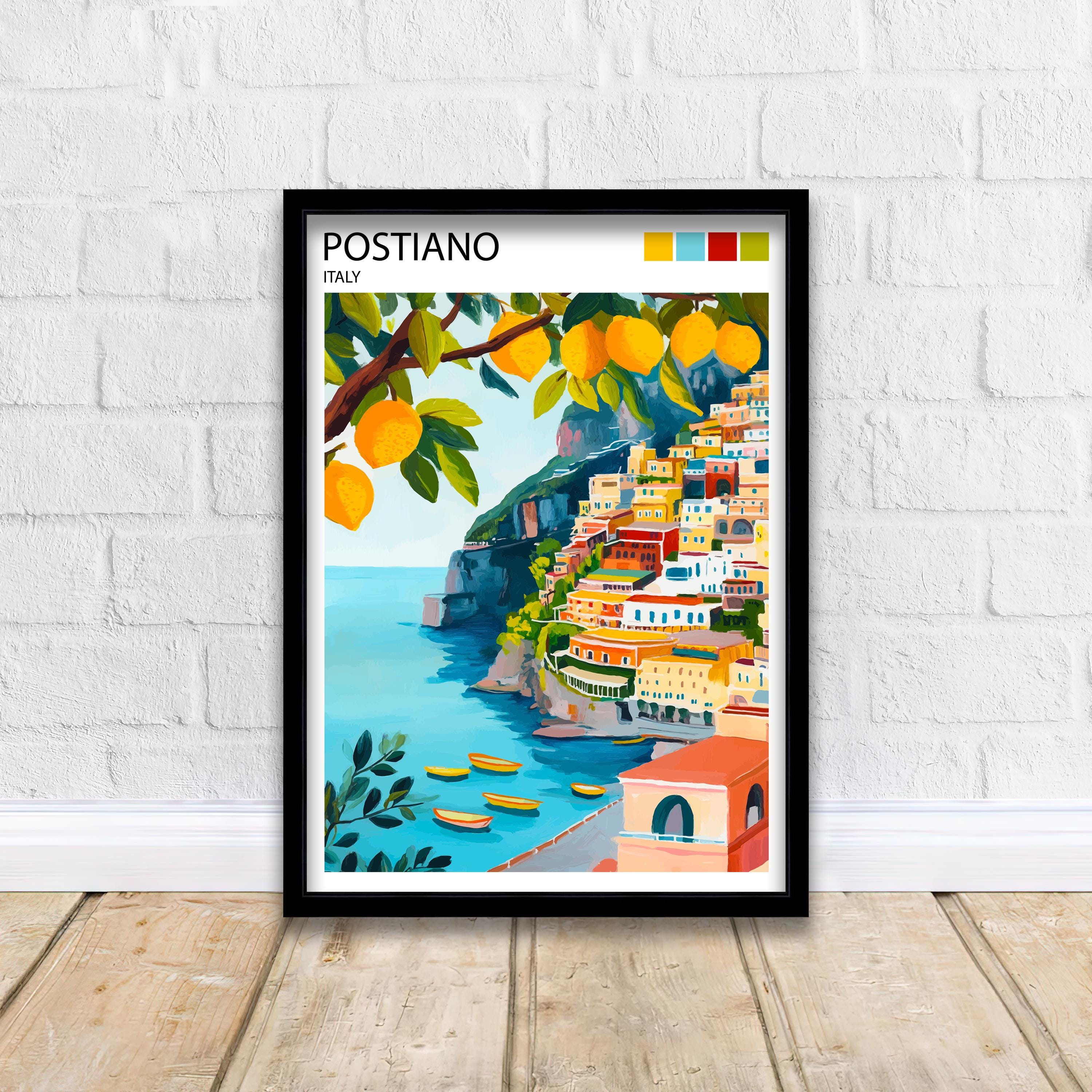 Positano Italy Travel Poster Amalfi Coast Art Positano Print Scenic Mediterranean Decor