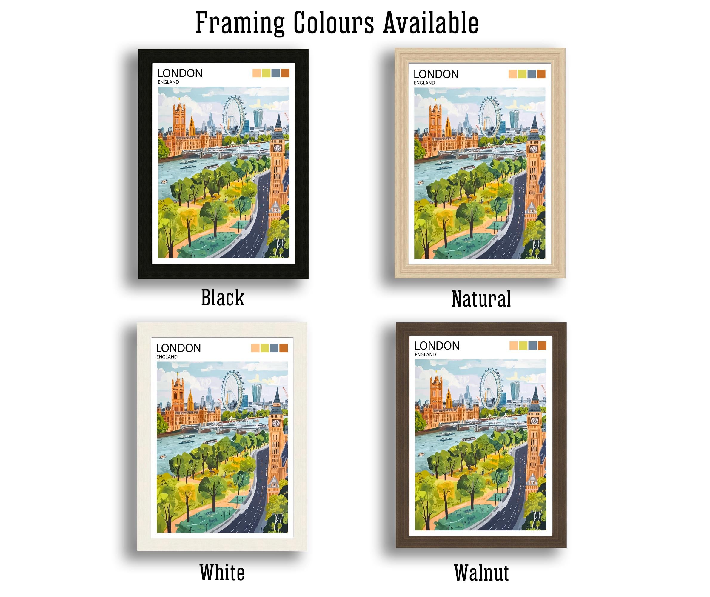 London Travel Poster UK City Art London Print Scenic London Landmark Decor