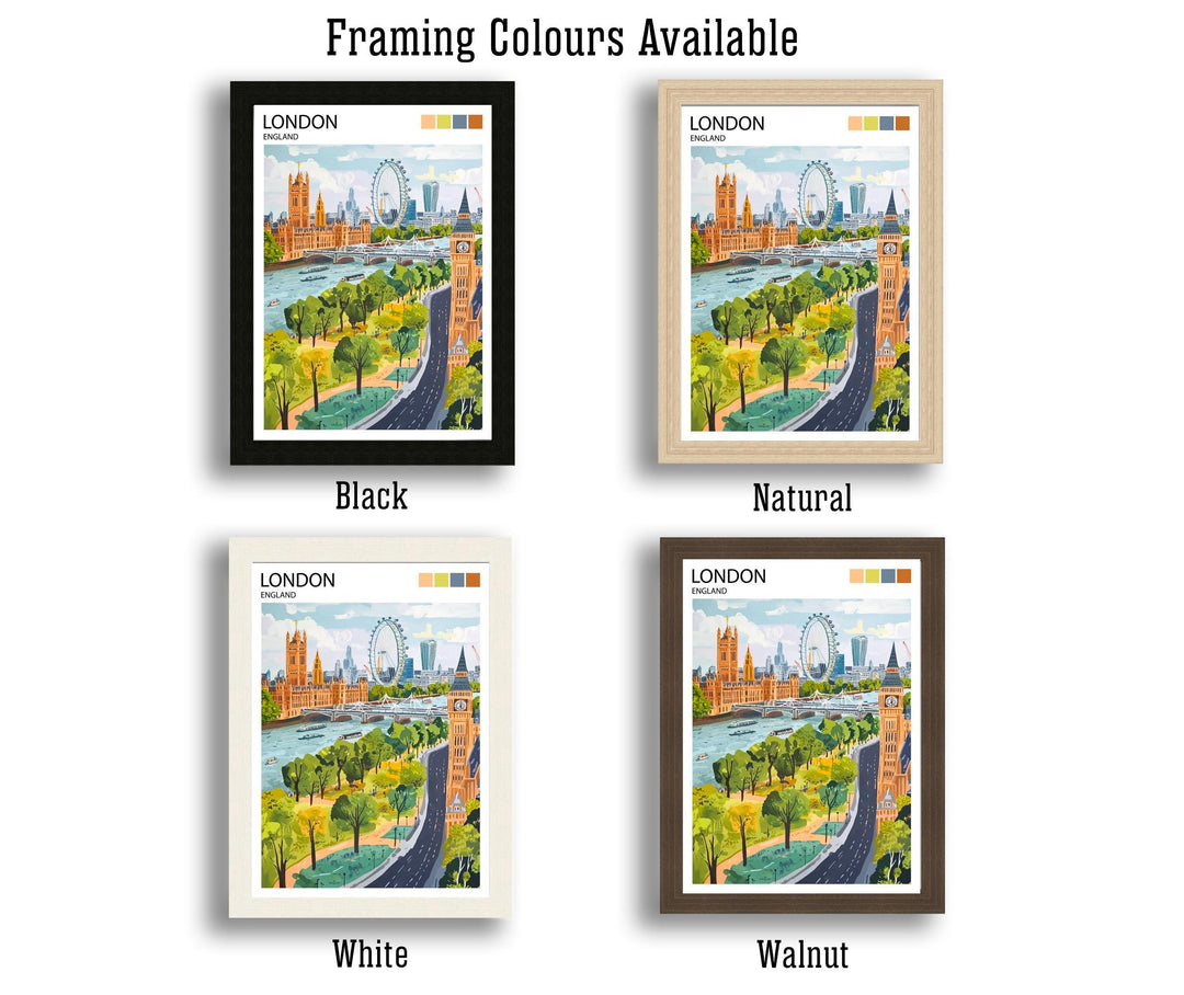 London Travel Poster UK City Art London Print Scenic London Landmark Decor