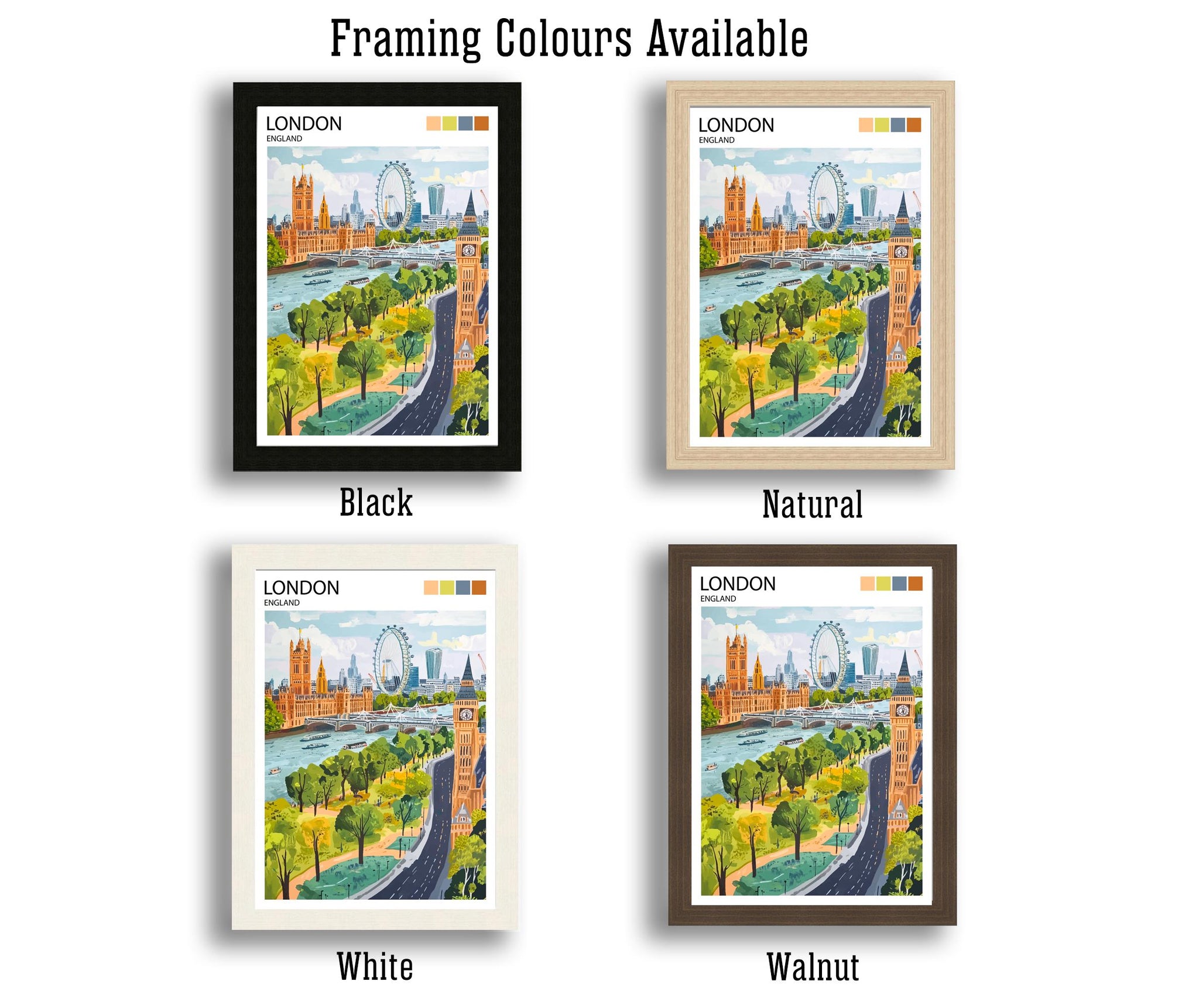 London Travel Poster UK City Art London Print Scenic London Landmark Decor