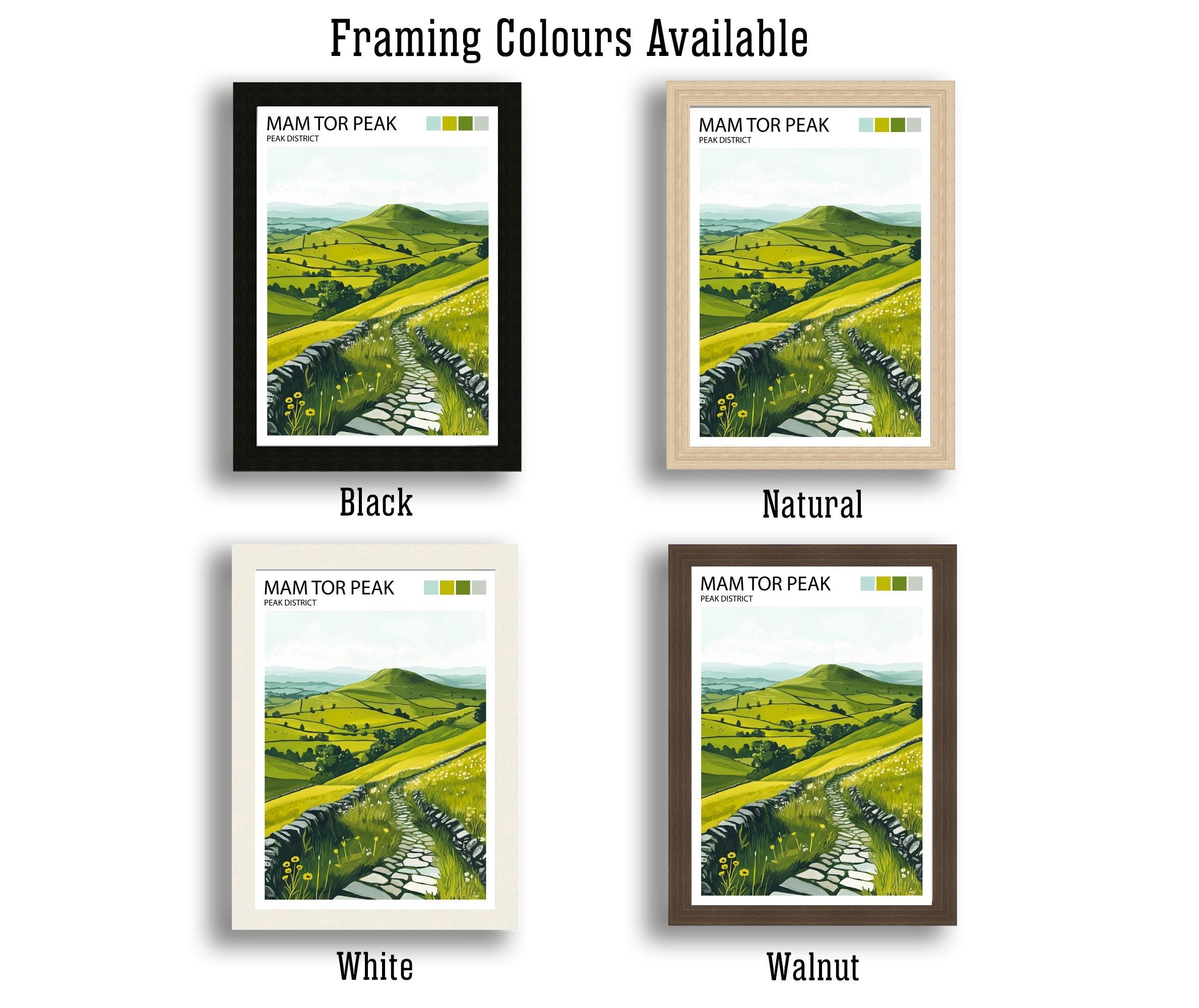 Mam Tor Peak District Travel Poster UK Landscape Art Mam Tor Print Scenic Mountain Decor