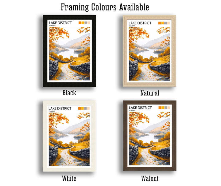 Lake District Travel Poster UK Landscape Art Lake District Print Scenic Mountain Lake Decor