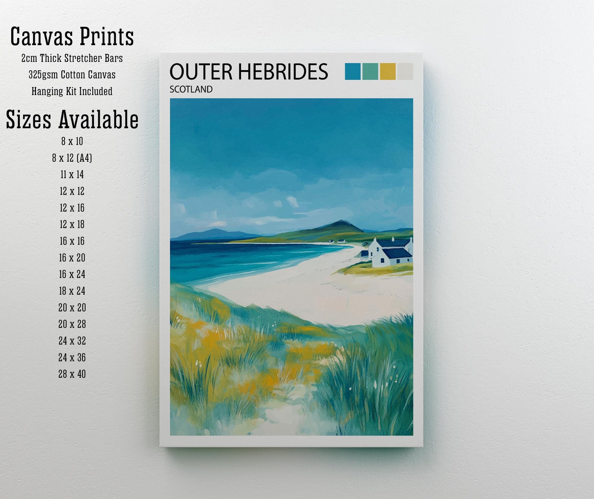 Outer Hebrides Travel Poster Scottish Islands Art Outer Hebrides Print Scenic Scottish Coast Decor