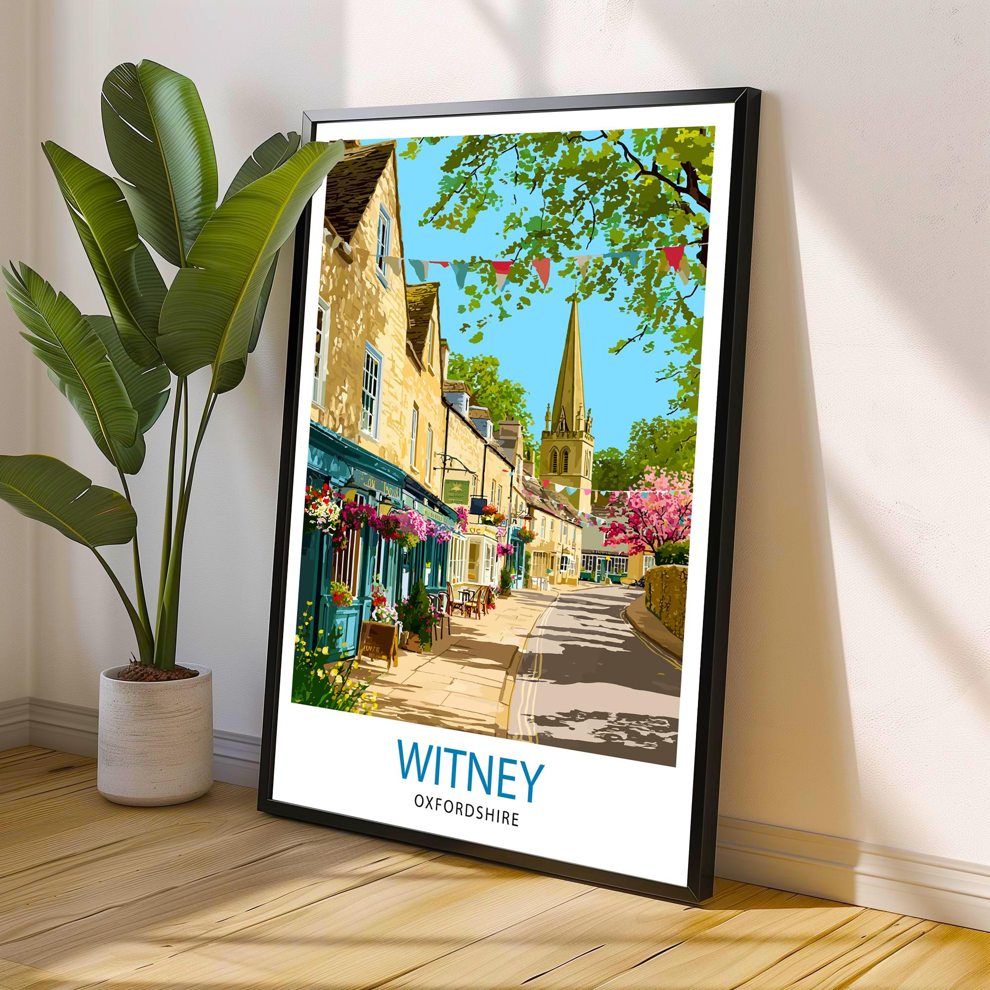 Witney Oxfordshire Travel Poster UK Village Art Witney Print Scenic Oxfordshire Decor Gift for England Lovers