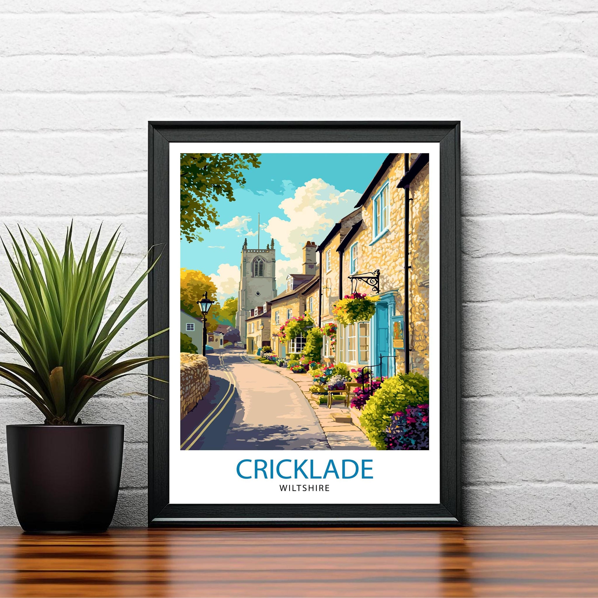 Cricklade Wiltshire Travel Poster UK Village Art Cricklade Print Scenic Wiltshire Decor Gift for England Lovers