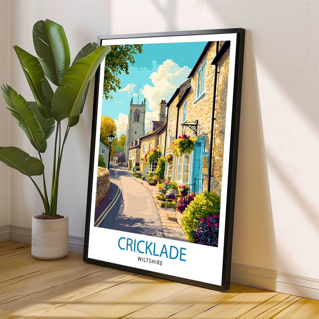 Cricklade Wiltshire Travel Poster UK Village Art Cricklade Print Scenic Wiltshire Decor Gift for England Lovers