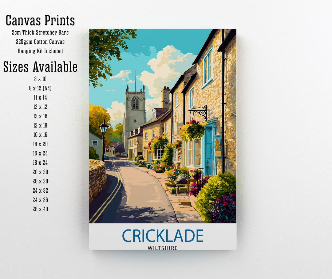 Cricklade Wiltshire Travel Poster UK Village Art Cricklade Print Scenic Wiltshire Decor Gift for England Lovers