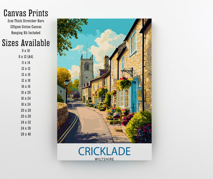 Cricklade Wiltshire Travel Poster UK Village Art Cricklade Print Scenic Wiltshire Decor Gift for England Lovers