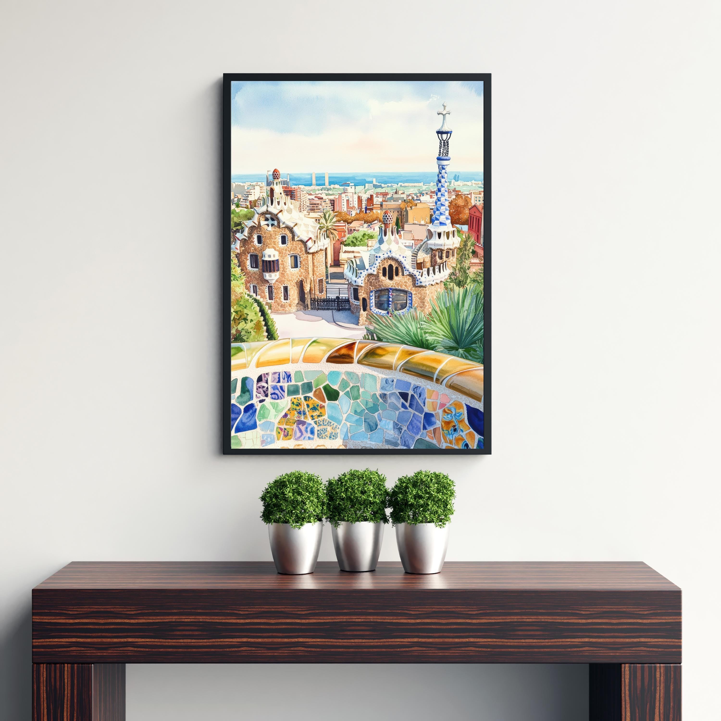 Barcelona Spain Watercolor Painting Barcelona Wall Art Spain Travel Poster Barcelona Print Scenic City Art Gift for Barcelona Home Decor