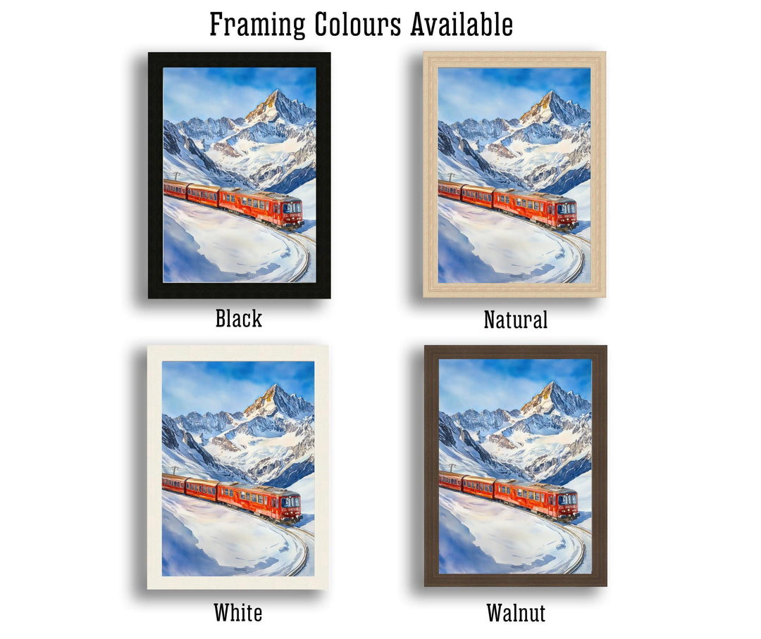 Jungfraujoch Switzerland Watercolor Painting Swiss Alps Art Jungfraujoch Print Scenic Mountain Decor Gift for Switzerland Lovers