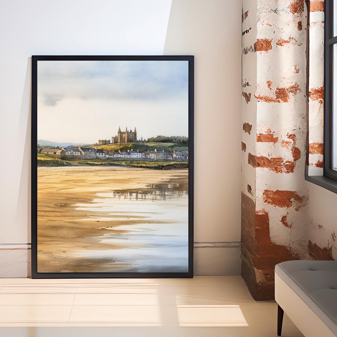 St Andrews Fife Watercolor Painting Scotland Coastal Art St Andrews Print Scenic Seaside Decor Gift for Scotland Lovers