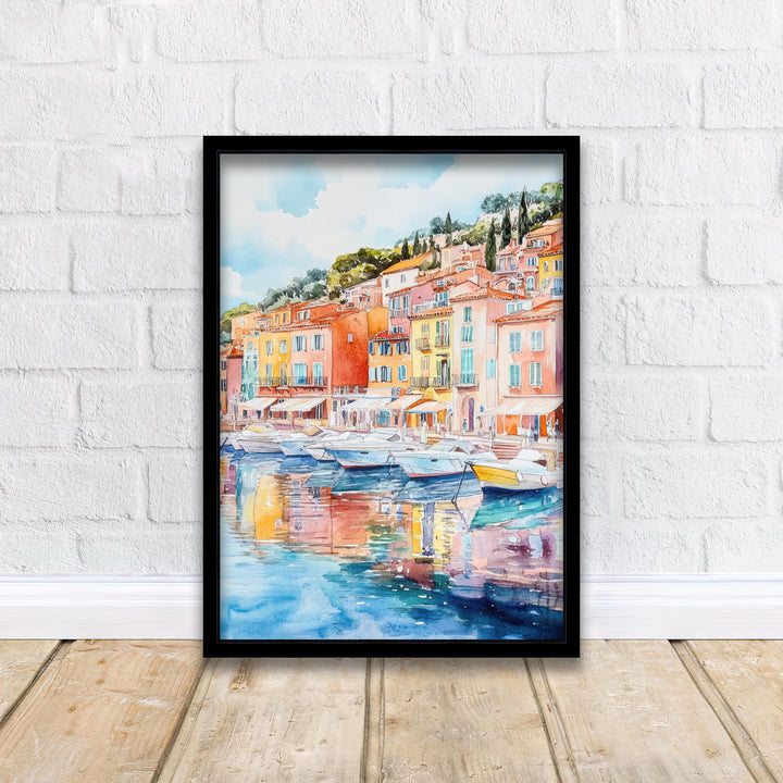 Villefranche-sur-Mer Watercolor Painting French Riviera Art Villefranche Print Scenic Seaside Village Decor Gift for France Lovers