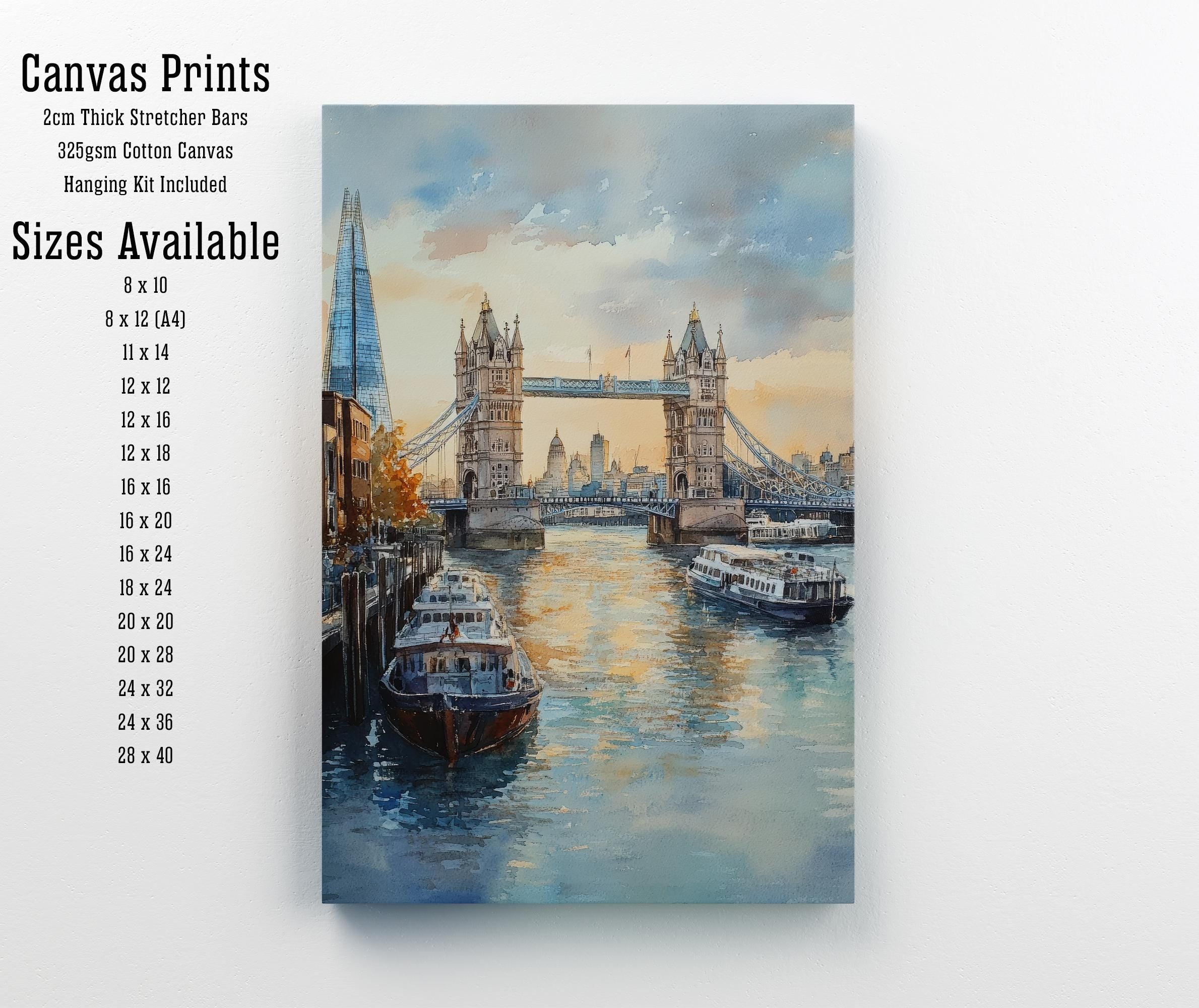 London Watercolor Painting UK City Art London Print Scenic Cityscape Decor Gift for London Lovers