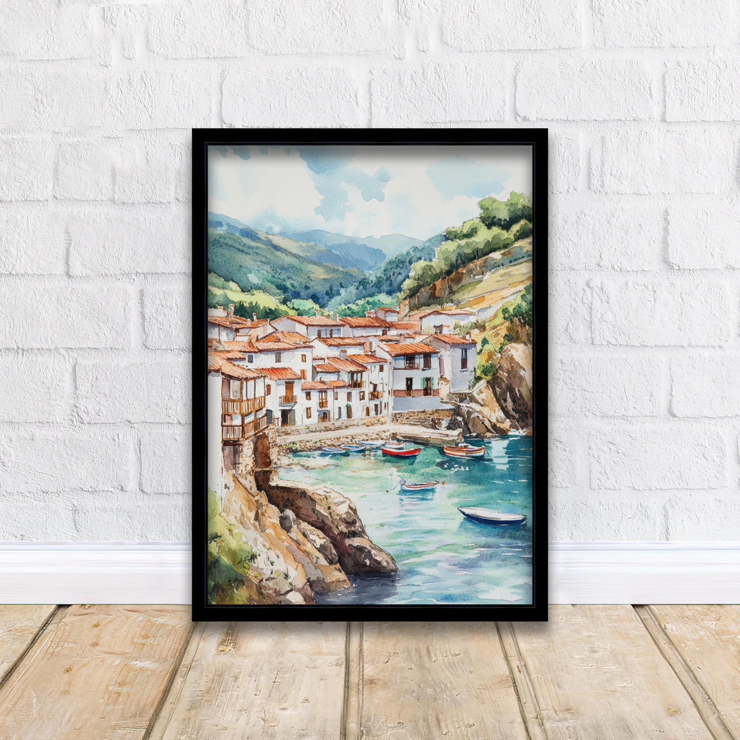 Basque Country Watercolor Painting Spain Art Basque Country Print Scenic Seaside Landscape Decor Gift for Spain Lovers