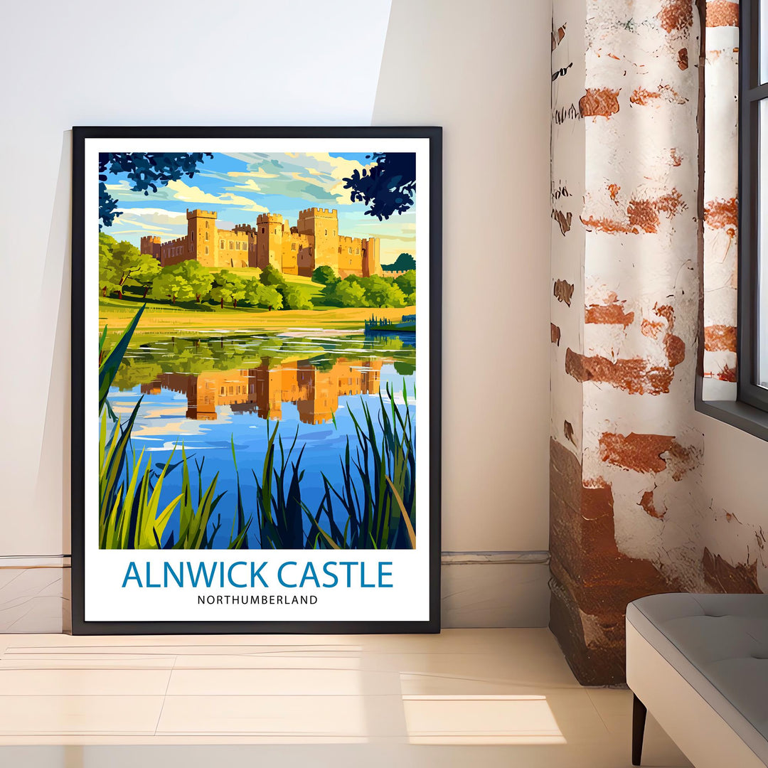 Alnwick Castle Travel Poster Northumberland Castle Art Alnwick Print Scenic Castle Decor Gift for UK History Lovers