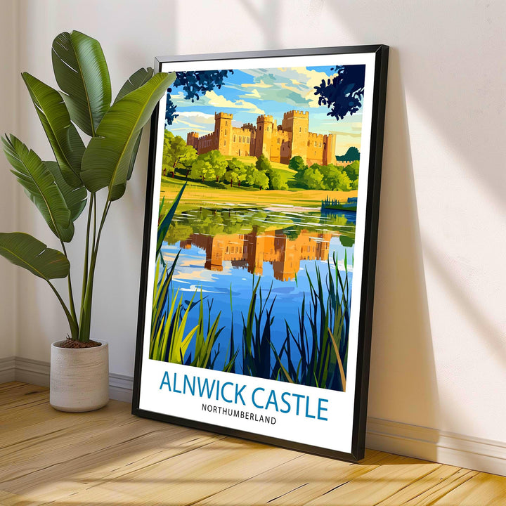 Alnwick Castle Travel Poster Northumberland Castle Art Alnwick Print Scenic Castle Decor Gift for UK History Lovers