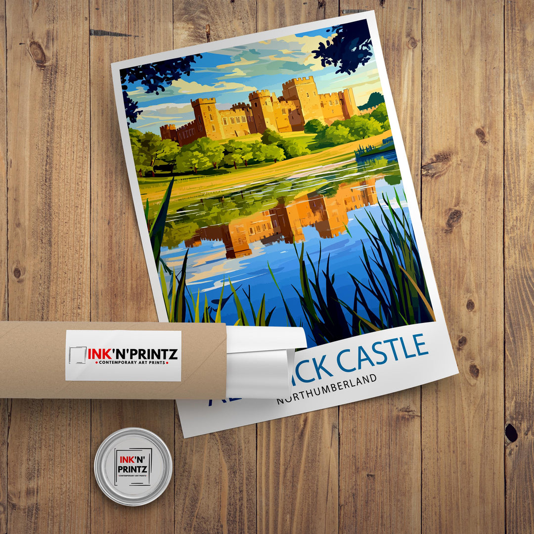 Alnwick Castle Travel Poster Northumberland Castle Art Alnwick Print Scenic Castle Decor Gift for UK History Lovers