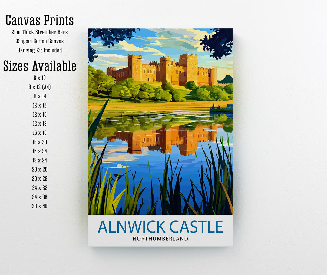 Alnwick Castle Travel Poster Northumberland Castle Art Alnwick Print Scenic Castle Decor Gift for UK History Lovers