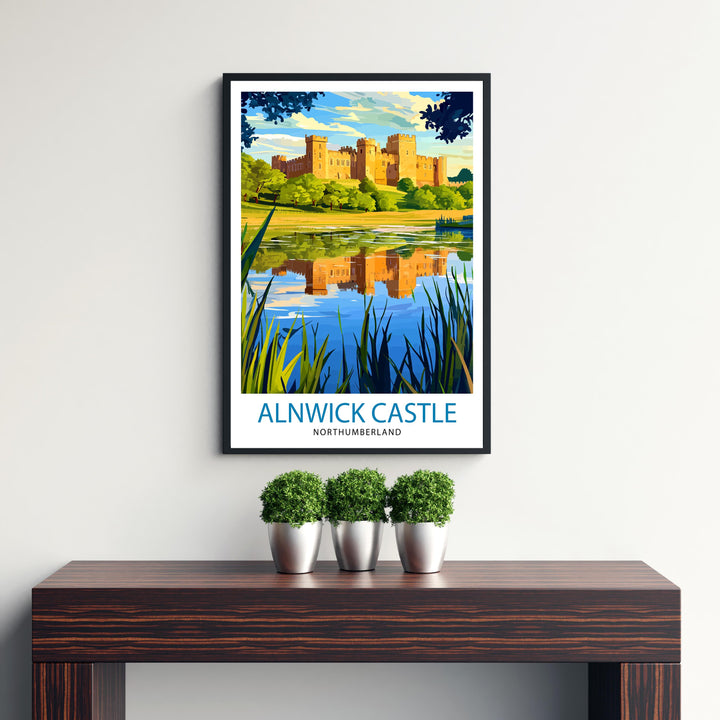 Alnwick Castle Travel Poster Northumberland Castle Art Alnwick Print Scenic Castle Decor Gift for UK History Lovers
