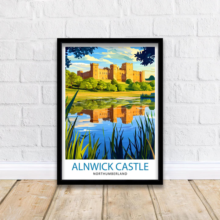 Alnwick Castle Travel Poster Northumberland Castle Art Alnwick Print Scenic Castle Decor Gift for UK History Lovers