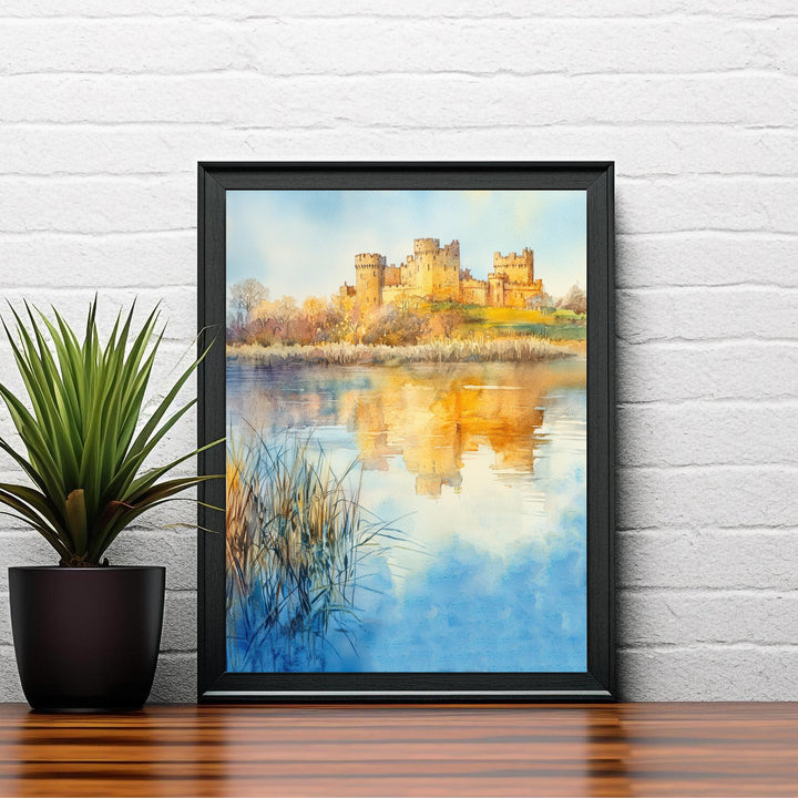 Alnwick Castle Watercolor Painting UK Castle Art Alnwick Print Scenic Medieval Castle Decor