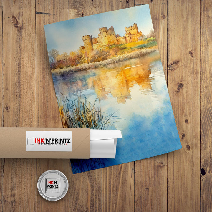 Alnwick Castle Watercolor Painting UK Castle Art Alnwick Print Scenic Medieval Castle Decor