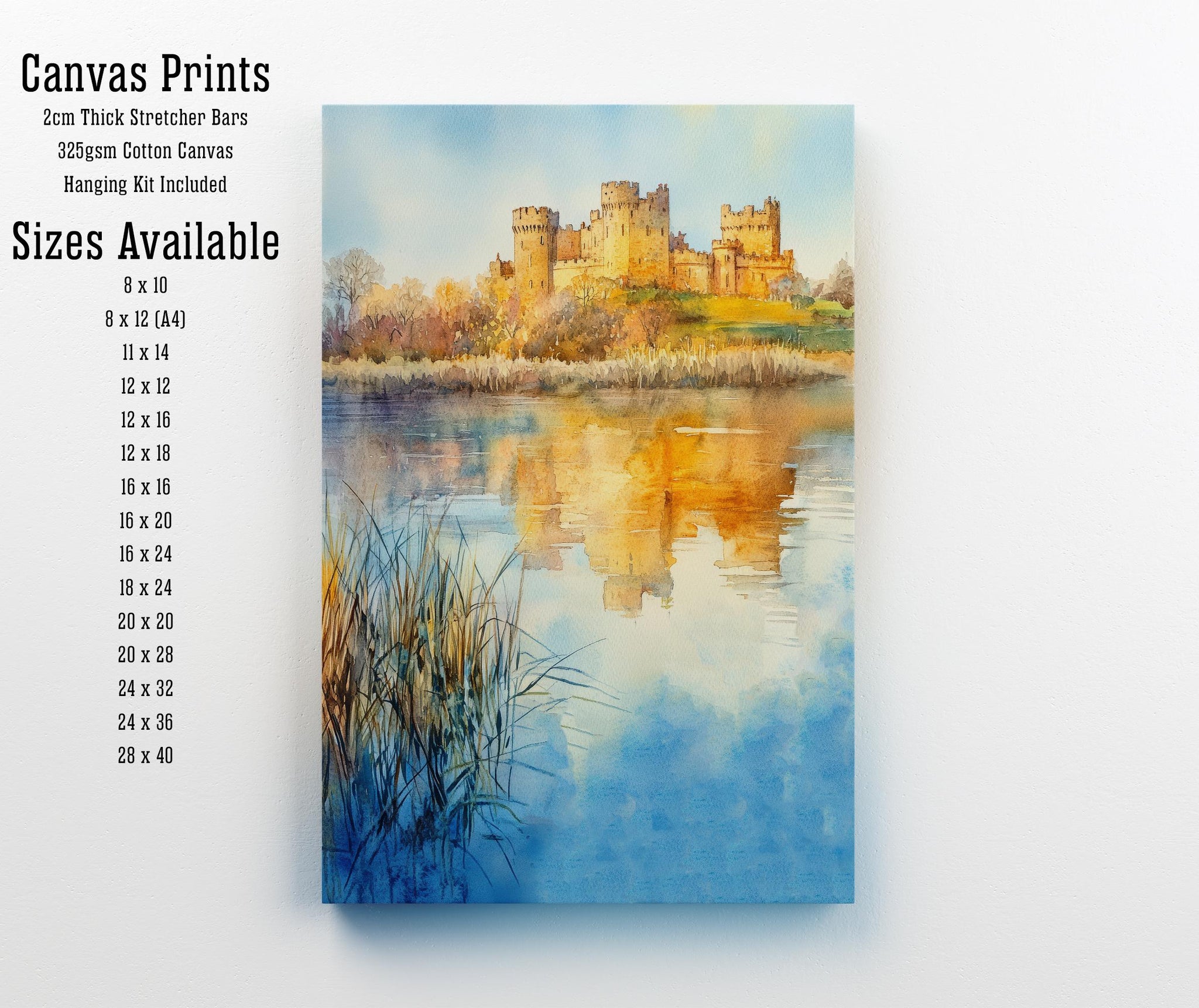 Alnwick Castle Watercolor Painting UK Castle Art Alnwick Print Scenic Medieval Castle Decor
