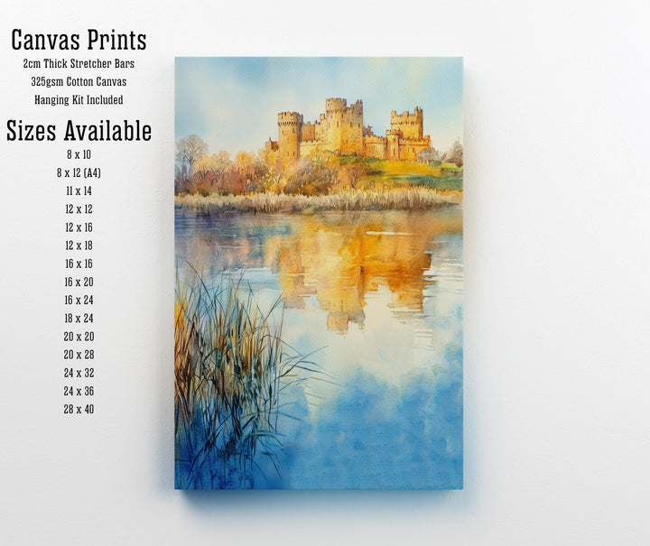 Alnwick Castle Watercolor Painting UK Castle Art Alnwick Print Scenic Medieval Castle Decor