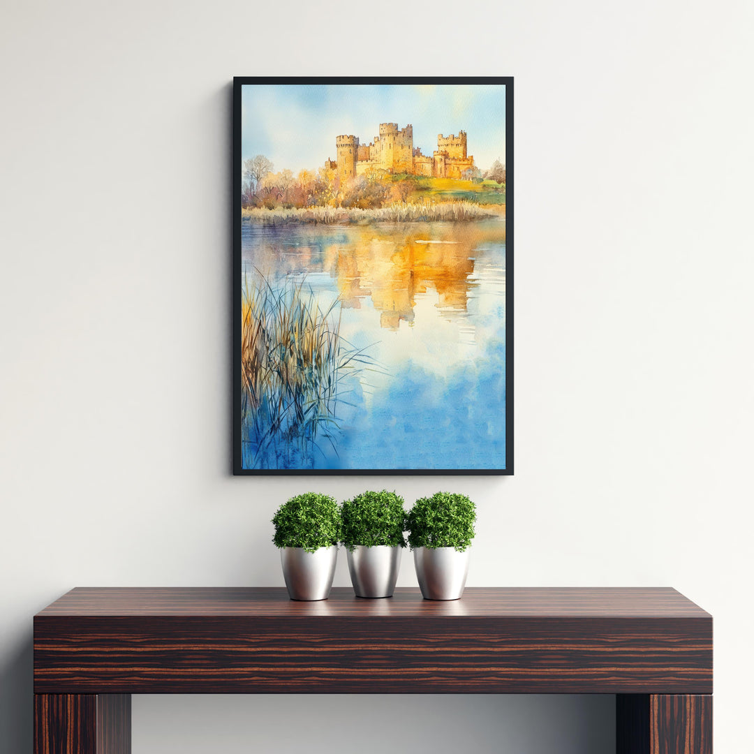 Alnwick Castle Watercolor Painting UK Castle Art Alnwick Print Scenic Medieval Castle Decor