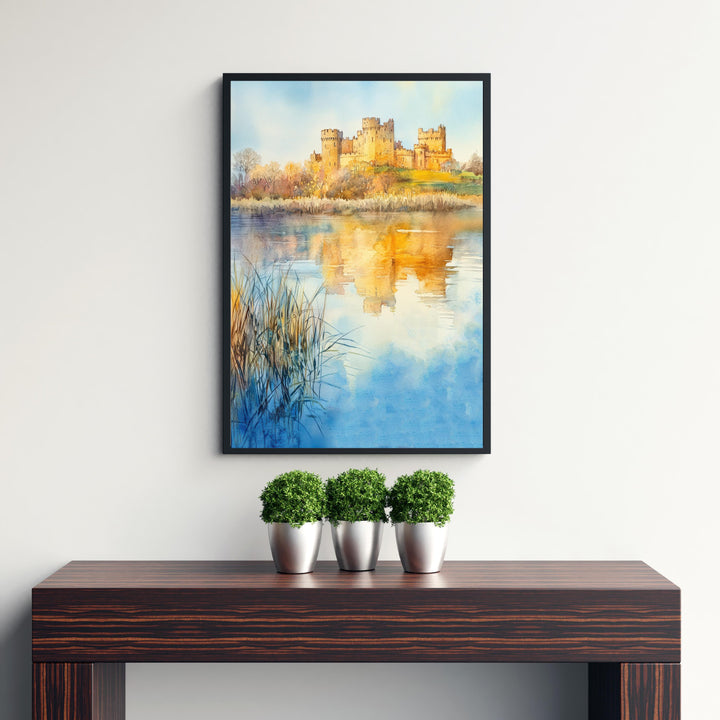 Alnwick Castle Watercolor Painting UK Castle Art Alnwick Print Scenic Medieval Castle Decor