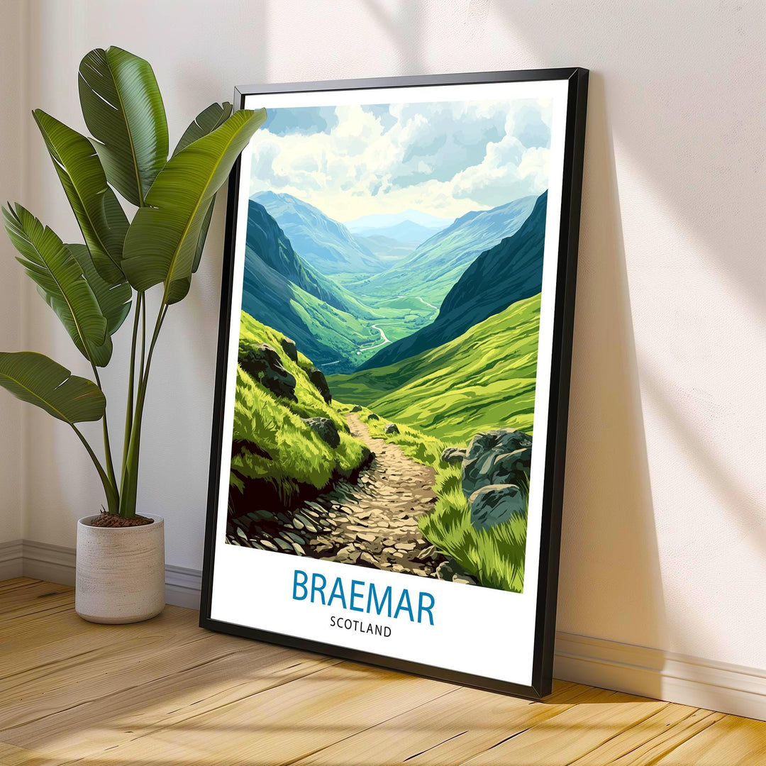 Braemar Scotland Travel Poster Scottish Village Art Braemar Print Scenic Highland Village Decor Gift for Scotland Lovers