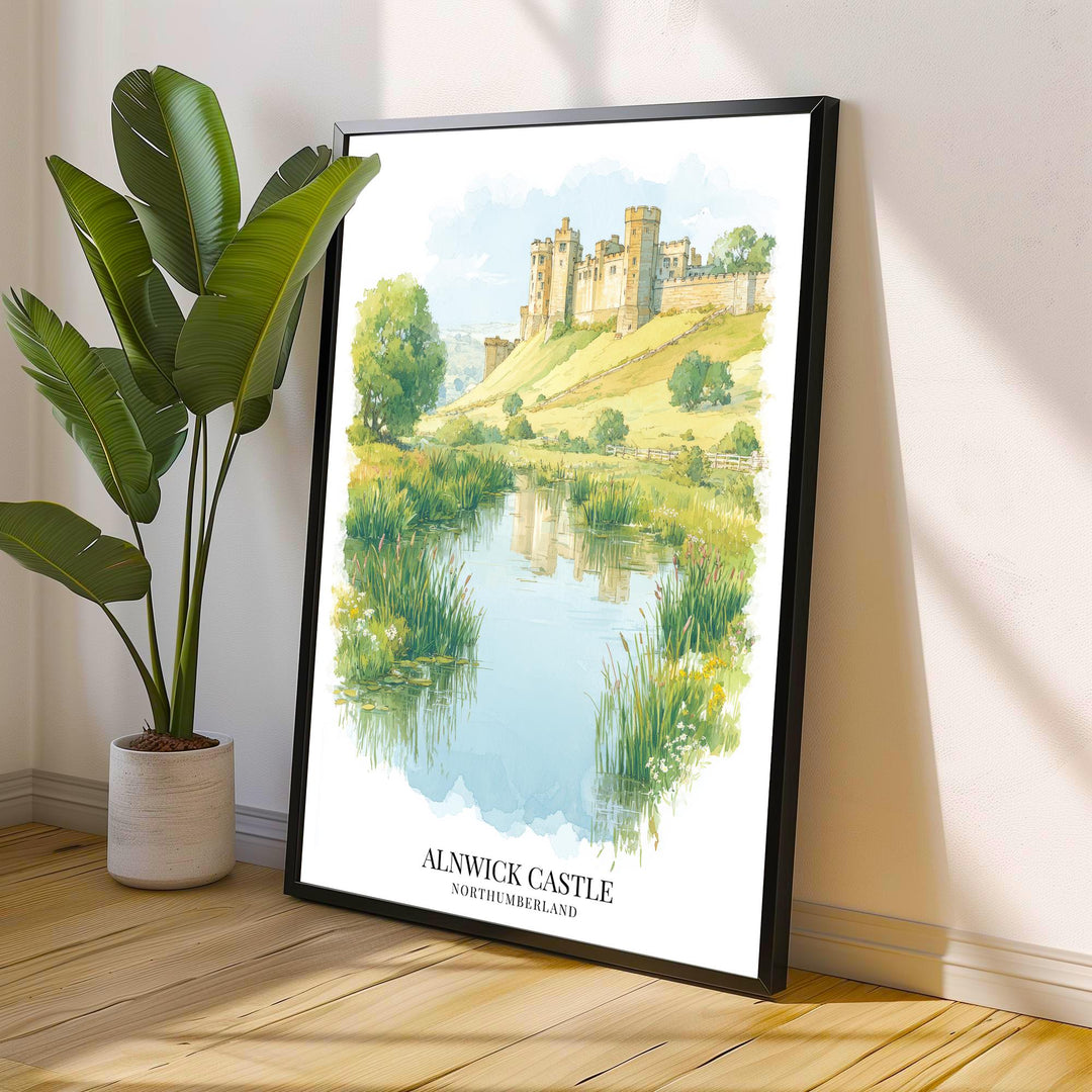 Alnwick Castle Watercolor Painting Northumberland Castle Art Alnwick Print Medieval Castle Decor