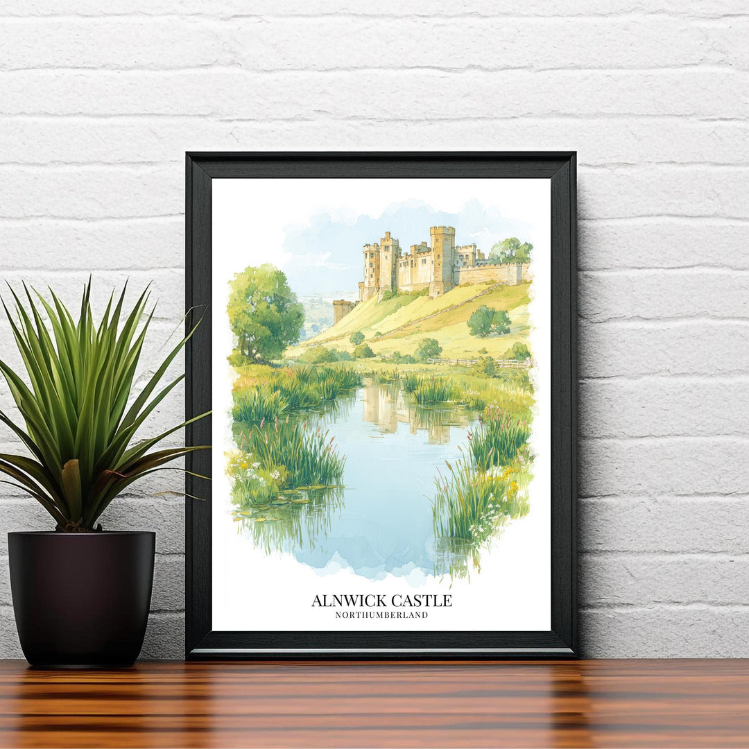 Alnwick Castle Watercolor Painting Northumberland Castle Art Alnwick Print Medieval Castle Decor