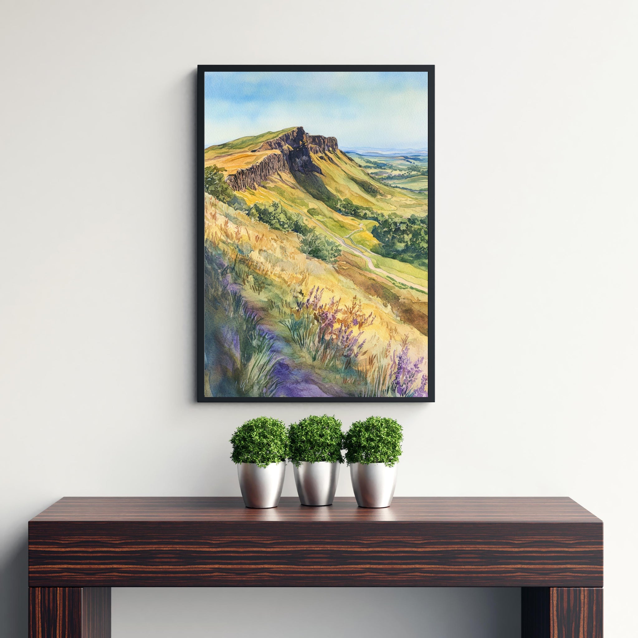 Arthur's Seat Scotland Watercolor Painting Edinburgh Landscape Art Arthur's Seat Print Scenic City View Decor