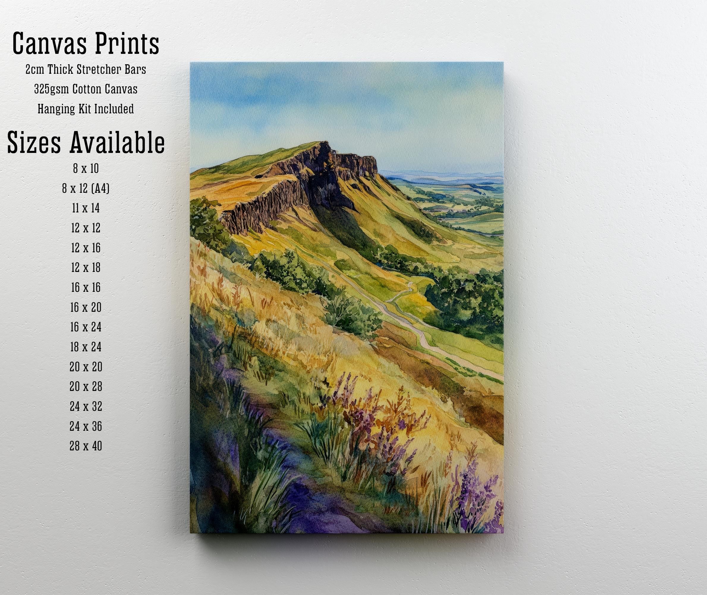 Arthur's Seat Scotland Watercolor Painting Edinburgh Landscape Art Arthur's Seat Print Scenic City View Decor