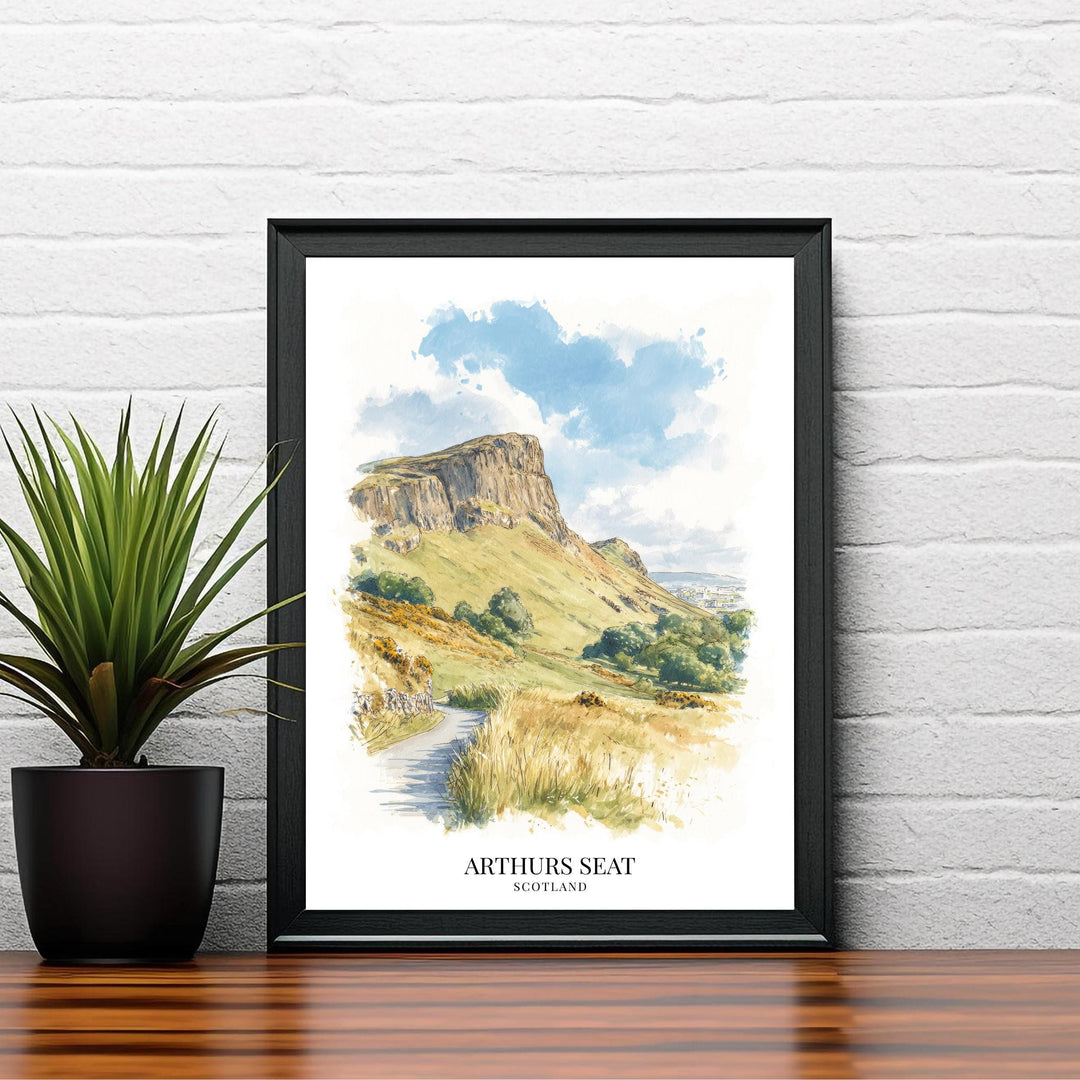 Arthur's Seat Scotland Watercolor Painting Edinburgh Art Arthur's Seat Print Scenic Scottish City Decor