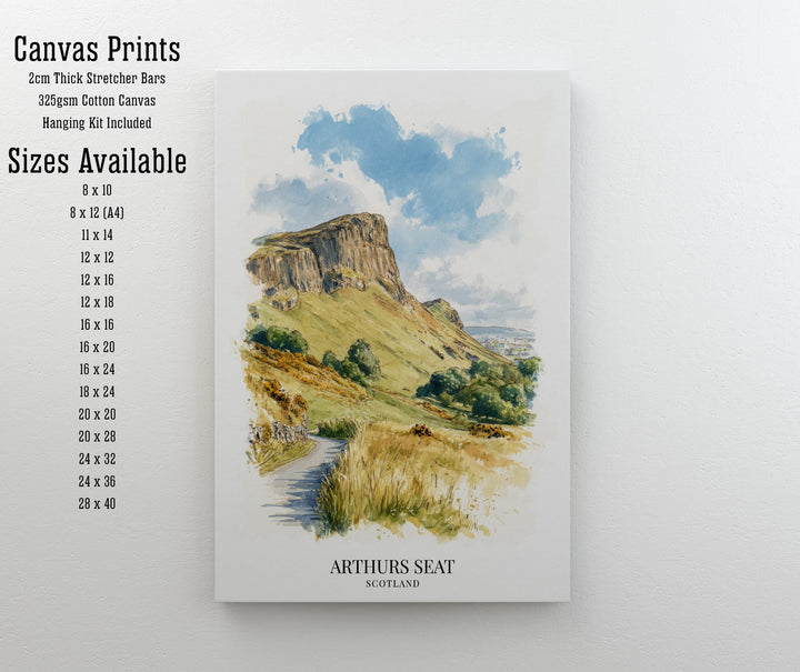 Arthur's Seat Scotland Watercolor Painting Edinburgh Art Arthur's Seat Print Scenic Scottish City Decor
