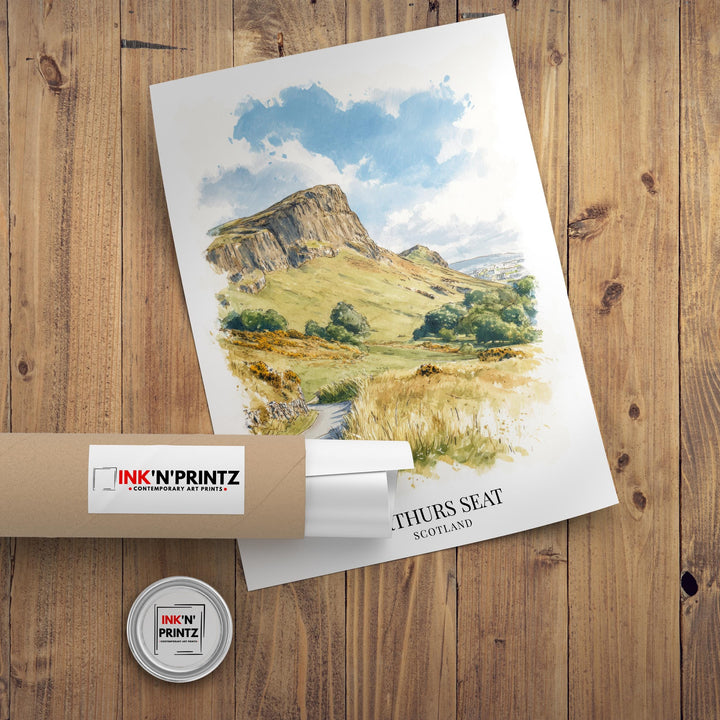 Arthur's Seat Scotland Watercolor Painting Edinburgh Art Arthur's Seat Print Scenic Scottish City Decor