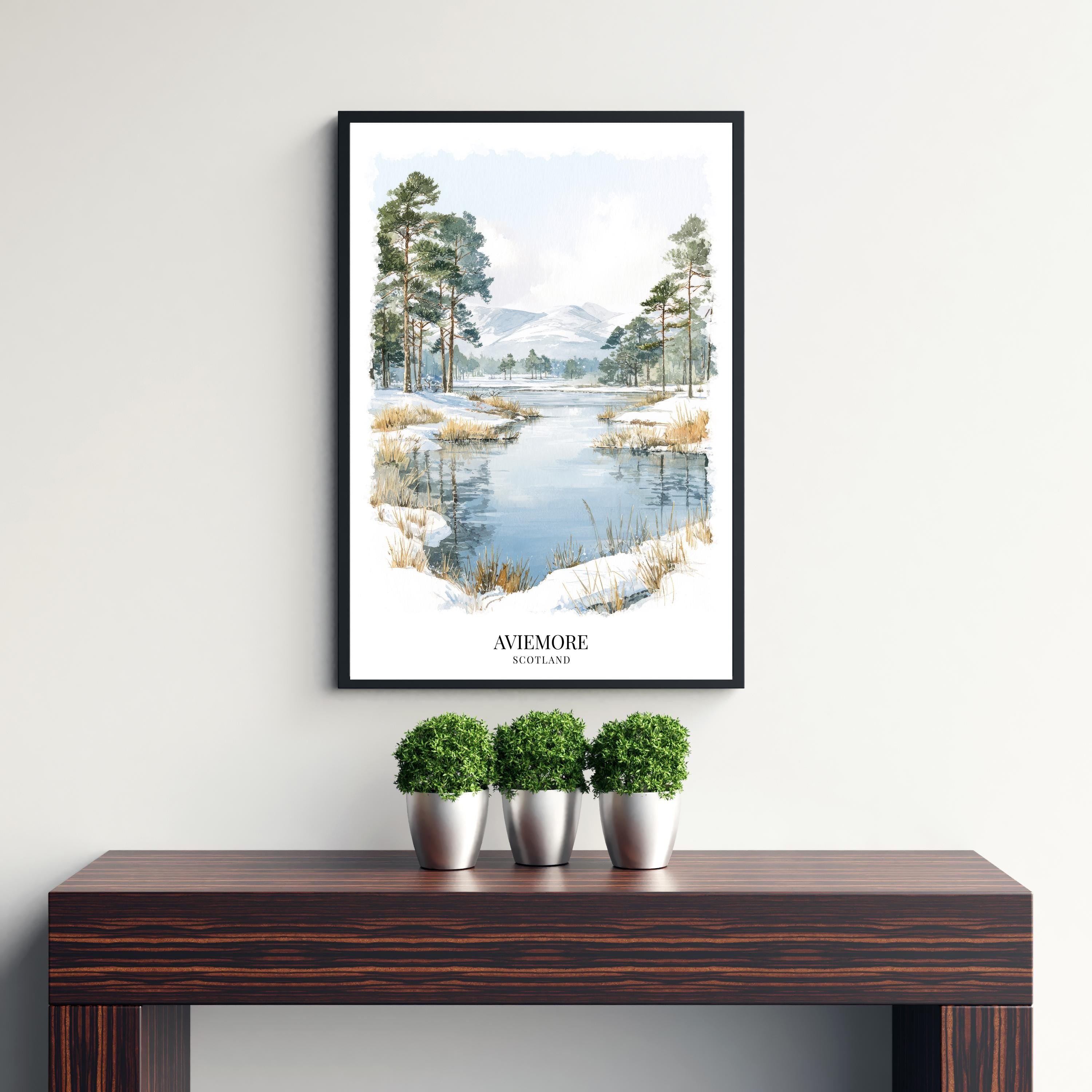 Aviemore Scotland Watercolor Painting Scottish Highlands Art Aviemore Print Scenic Mountain Village Decor