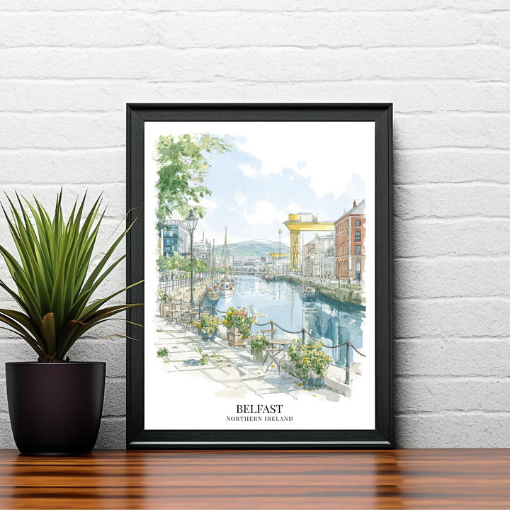 Belfast Watercolor Painting Northern Ireland Art Belfast Print Scenic City View Decor