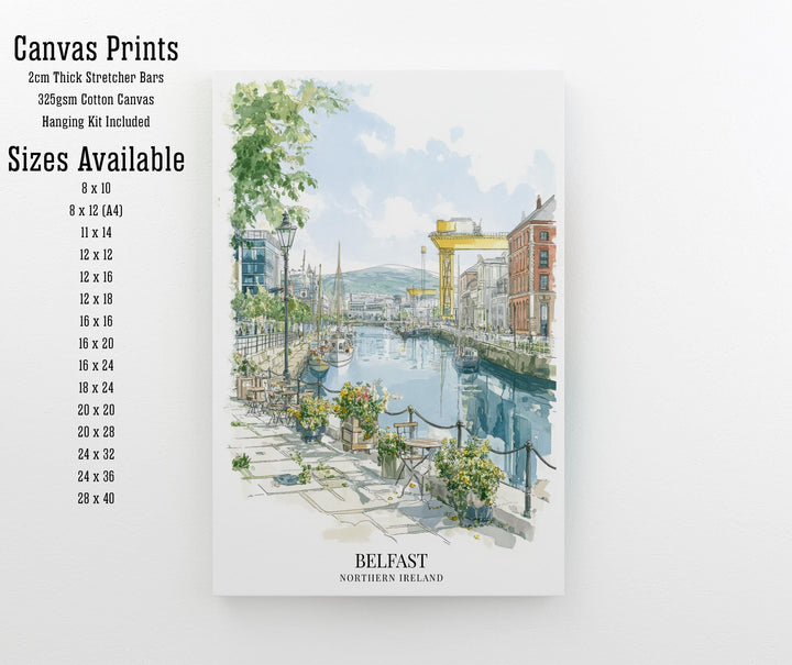 Belfast Watercolor Painting Northern Ireland Art Belfast Print Scenic City View Decor