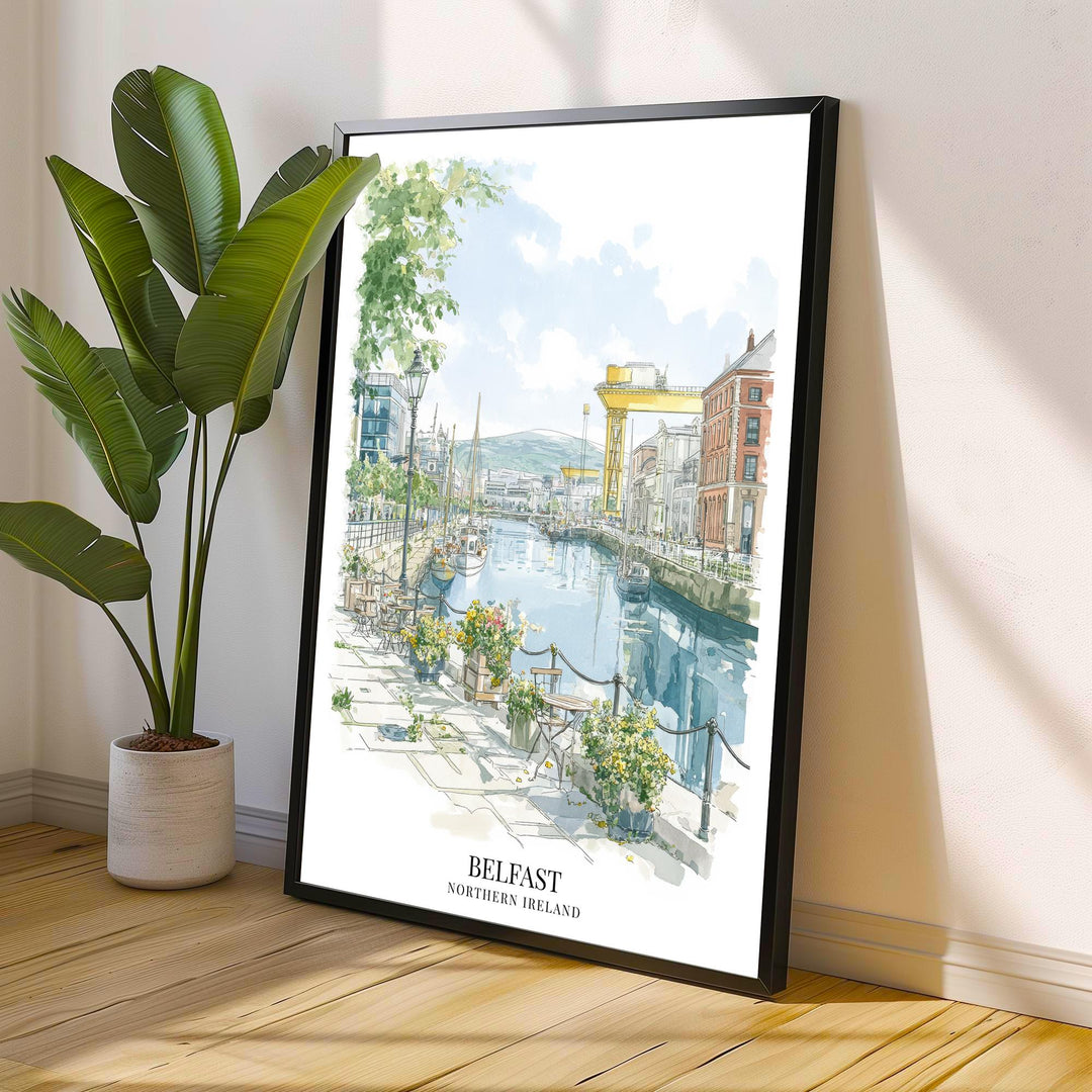 Belfast Watercolor Painting Northern Ireland Art Belfast Print Scenic City View Decor