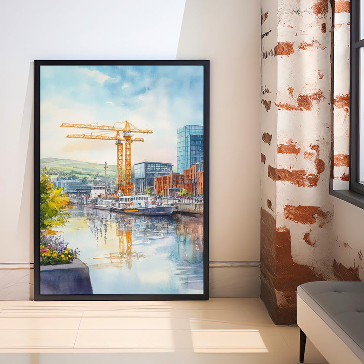 Belfast Watercolor Painting Northern Ireland Art Belfast Print Scenic City View Decor