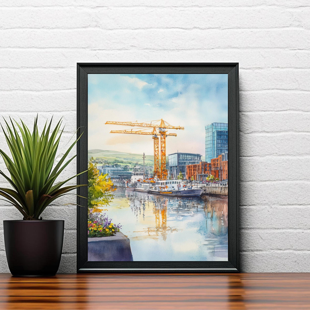 Belfast Watercolor Painting Northern Ireland Art Belfast Print Scenic City View Decor