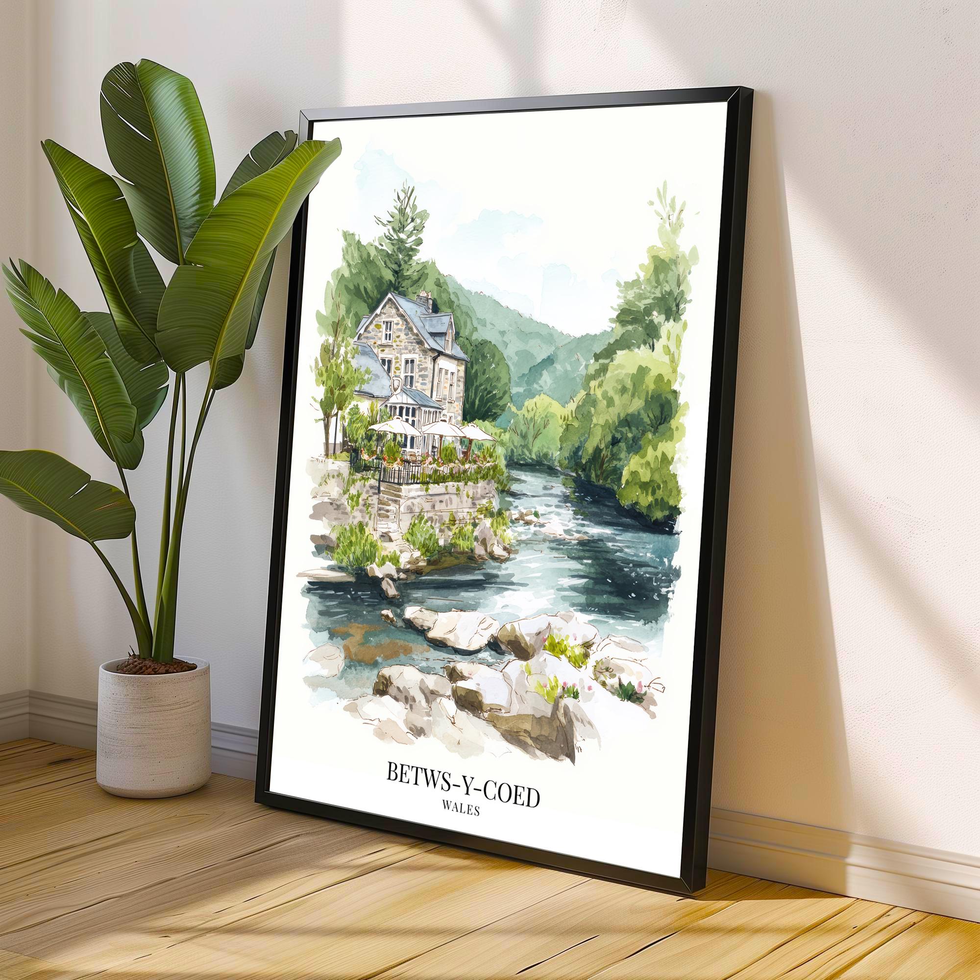 Betws-y-Coed Watercolor Painting Snowdonia Village Art Betws-y-Coed Print Scenic River Decor