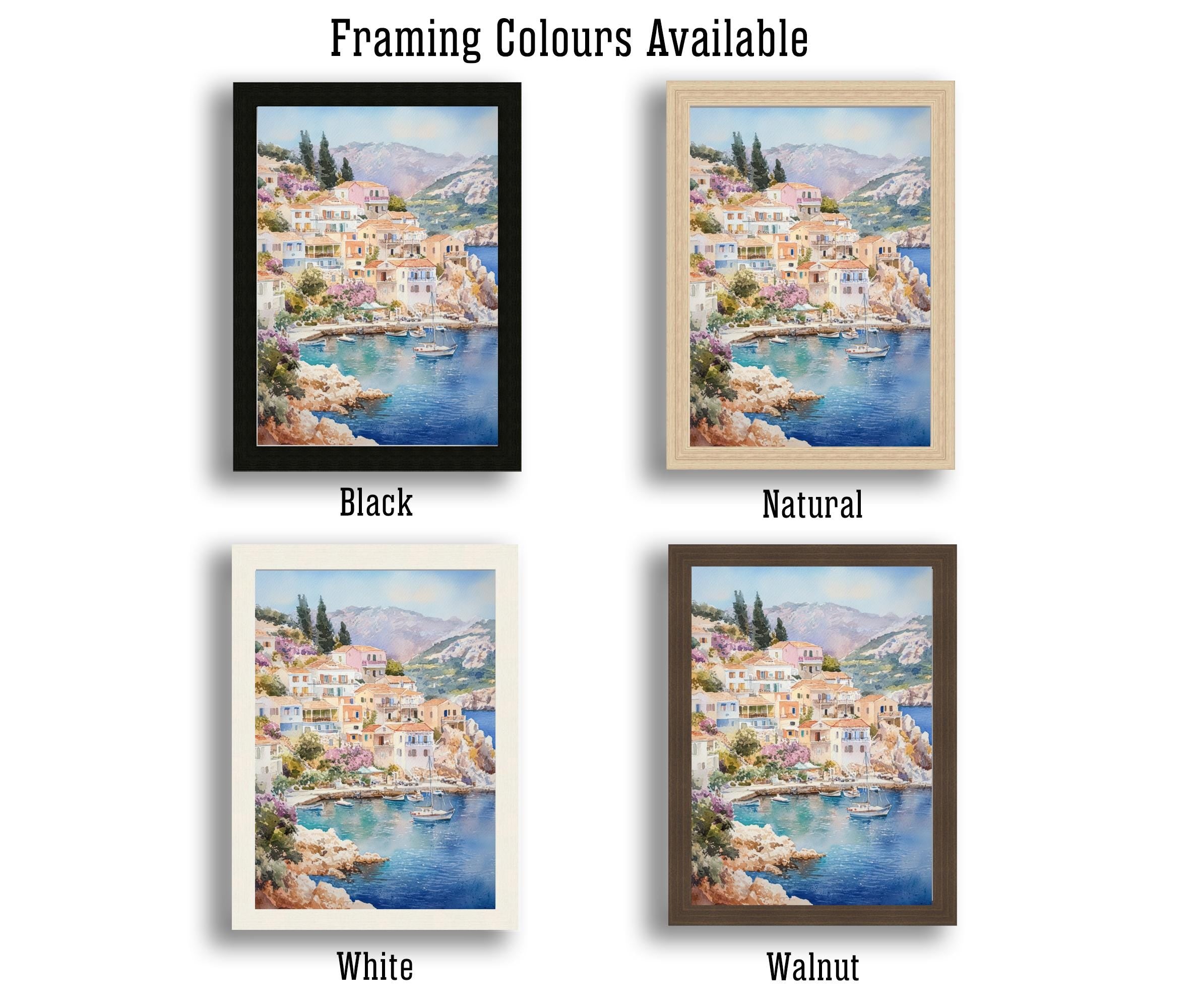 Kefalonia Greece Watercolor Painting Greek Island Art Kefalonia Print Scenic Mediterranean Decor Gift for Greece Lovers